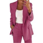Pinke Unifarbene Business Mini Damenhosenanzüge mit Knopf aus Chiffon Größe M Große Größen 2-teilig für den für den Herbst 