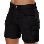 Schwarze Vintage Cargo-Shorts mit Gürtel aus Baumwolle für Damen Größe L 