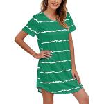 Grüne Sexy Kurzärmelige Morgenmäntel zum Binden aus Baumwolle für Damen Größe L für den für den Sommer 