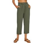 Armeegrüne Vintage Freizeithosen mit Gürtel aus Baumwolle für Damen Größe XL 