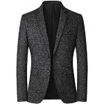 Schwarze Unifarbene Sportliche Tweed-Sakkos mit Pailletten mit Knopf aus Leinen für Herren Größe 3 XL 3-teilig zur Hochzeit 