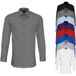 Weiße Langärmelige Premier Workwear Herrenlangarmhemden mit Knopf aus Popeline 