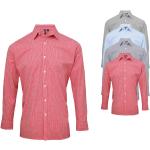 Rote Gingham Langärmelige Premier Workwear Doppelkragen Herrenlangarmhemden aus Baumwolle Größe S 