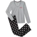 Schwarze Gepunktete TCHIBO Bio Nachhaltige Pyjamas lang aus Baumwolle für Damen Größe S 