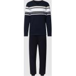 Marineblaue Gestreifte s.Oliver RED LABEL Herrenschlafanzüge & Herrenpyjamas aus Baumwolle Größe S 