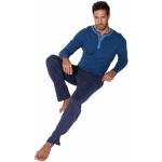 Marineblaue Gestreifte Pyjamas lang mit Knopf aus Baumwolle für Herren Größe XXL 