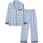 Blaue Motiv Die Peanuts Bio Mini Pyjamas lang mit Reißverschluss aus Frottee für Damen Größe 3 XL Petite für den für den Winter 
