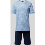 Marineblaue Unifarbene Hanro Herrenschlafanzüge & Herrenpyjamas aus Baumwolle Größe M 