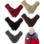 Khakifarbene Thermohandschuhe aus Fleece für Damen für den für den Winter 
