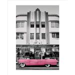 Pinke Cadillac Poster aus Papier 40x50 