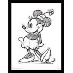 Bunte Minnie Mouse Entenhausen Minnie Maus Poster aus MDF mit Rahmen 30x40 