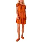 Orange Unifarbene Kurzärmelige s.Oliver Q/S designed by Midi Rundhals-Ausschnitt Midikleider & knielange Kleider mit Puffärmeln aus Viskose für Damen Größe XS 