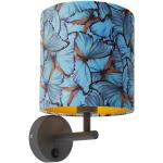 QAZQA Vintage Wandlampe dunkelgrau mit Veloursschirm Schmetterling - Combi