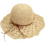 Beige Elegante Outdoorhüte aus Stroh 58 für Damen Größe 3 XL für den für den Sommer 