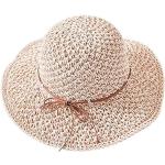 Rosa Elegante Strohhüte aus Stroh 58 für Damen für den für den Sommer 