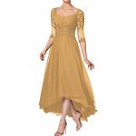 Goldene Elegante Langärmelige Maxi Lange Abendkleider aus Chiffon für Damen Größe L 