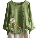 Grüne Bestickte Elegante Tunika-Blusen aus Flanell für Damen Größe 5 XL Petite für den für den Sommer 