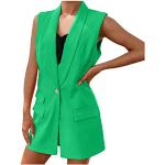 Grüne Unifarbene Business Boyfriend-Blazer mit Knopf aus Spitze für Damen Größe S für den für den Sommer 