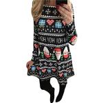 Schwarze Langärmelige Mini Rundhals-Ausschnitt Weihnachtskleider für Damen Größe 4 XL zu Weihnachten für den für den Herbst 