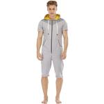 Graue Pyjamas kurz mit Reißverschluss für Herren Größe M 1-teilig für den für den Sommer 