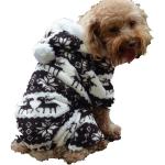 Qiyun. Z, warmer Hunde-Wintermantel mit Kapuze, Farbe: schwarz/weiß mit Weihnachtsmotiv (Schneeflocken, Rentiere)