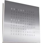 Silberne Biegert&Funk QLOCKTWO CLASSIC Moderne Wanduhren aus Edelstahl 