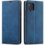 Blaue Samsung Galaxy A12 Hüllen Art: Flip Cases mit Bildern aus Glattleder mit Ständer 