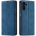 Blaue Samsung Galaxy A34 Hüllen Art: Flip Cases mit Bildern aus Glattleder mit Ständer 