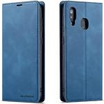 Blaue Samsung Galaxy A40 Hüllen Art: Flip Cases mit Bildern aus Glattleder mit Ständer 