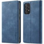 Blaue Vintage Samsung Galaxy A53 Hüllen Art: Bumper Cases Matt aus Glattleder mit Ständer 