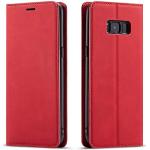 Rote Samsung Galaxy S7 Hüllen Art: Flip Cases mit Bildern aus Glattleder mit Ständer 