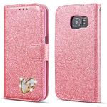 Rosa Elegante Samsung Galaxy S10 Cases Art: Flip Cases mit Glitzer aus Glattleder mit Band 