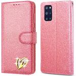 Rosa Elegante Samsung Galaxy S20 Cases Art: Flip Cases mit Glitzer aus Glattleder mit Band 