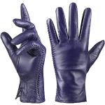 Violette Touchscreen-Handschuhe aus Leder für Damen Größe XL für den für den Winter 