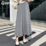 Khakifarbene Unifarbene Elegante Maxi Maxiröcke Handwäsche für Damen Große Größen für den für den Herbst 