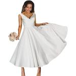 Weiße Bestickte Maxi Standesamtkleider aus Tüll für Damen Größe M für die Braut für den für den Winter 