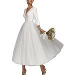 Elfenbeinfarbene Bestickte Maxi Standesamtkleider aus Tüll für Damen Größe XS für die Braut für den für den Winter 