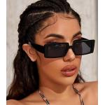 Anthrazitfarbene Quadratische Retro Sonnenbrillen aus Polycarbonat für Damen 
