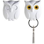 QUALY Night Owl Keyring Holder by Design Studio. White Color. Cool Home Decor. Unusual Wall Decoration. Unique Gift. by