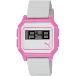 Reduzierte Pinke 3 Bar wasserdichte Puma Time Quarz Damenarmbanduhren aus Silikon mit Multifunktion mit Kunststoff-Uhrenglas mit Silikonarmband 