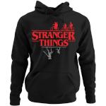 Schwarze Langärmelige Stranger Things Sweatshirts aus Jersey mit Kapuze Größe S 
