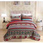 Rote Gesteppte Boho Tagesdecken & Bettüberwürfe aus Baumwolle maschinenwaschbar 240x220 3-teilig für den für den Frühling 