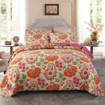 Rote Vintage Tagesdecken & Bettüberwürfe mit Sonnenblumenmotiv aus Baumwolle maschinenwaschbar 240x220 