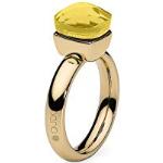 Qudo Firenze Edelstahl gold farbenem Ring mit citrine Stein (gelb) (52 (16))