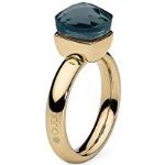 Qudo Firenze Edelstahl gold farbenem Ring mit london blue Stein (blau türkis) (58(19))