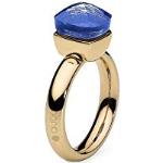 Qudo Firenze Edelstahl gold Ring mit blue Stein (blau) (56 (17.8))