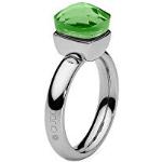 Qudo Firenze Edelstahl silber farbenem Ring mit peridot Stein (grün) (56 (18))