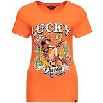 Orange Pin Up Kurzärmelige Queen Kerosin T-Shirts aus Baumwolle für Damen Größe XL 