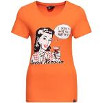 Orange Pin Up Kurzärmelige Queen Kerosin T-Shirts aus Baumwolle enganliegend für Damen Größe M 