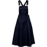 Dunkelblaue Rockabilly Sommerkleider mit Reißverschluss aus Denim für Damen Größe XS 